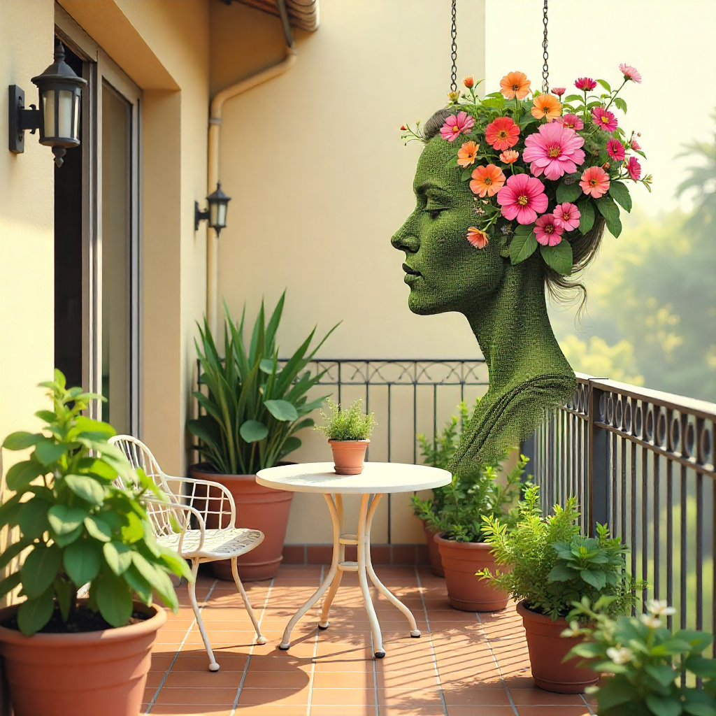 Designed balcony with flowers in New York